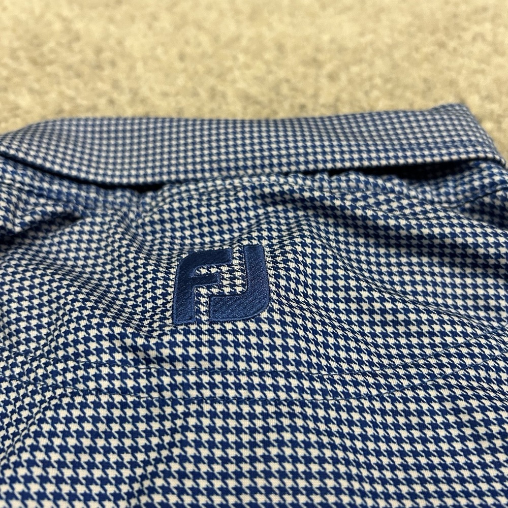 Footjoy Polo Shirt Mens Large Blue Nailshead Golf Performance Stretch FJ - Picture 8 of 8